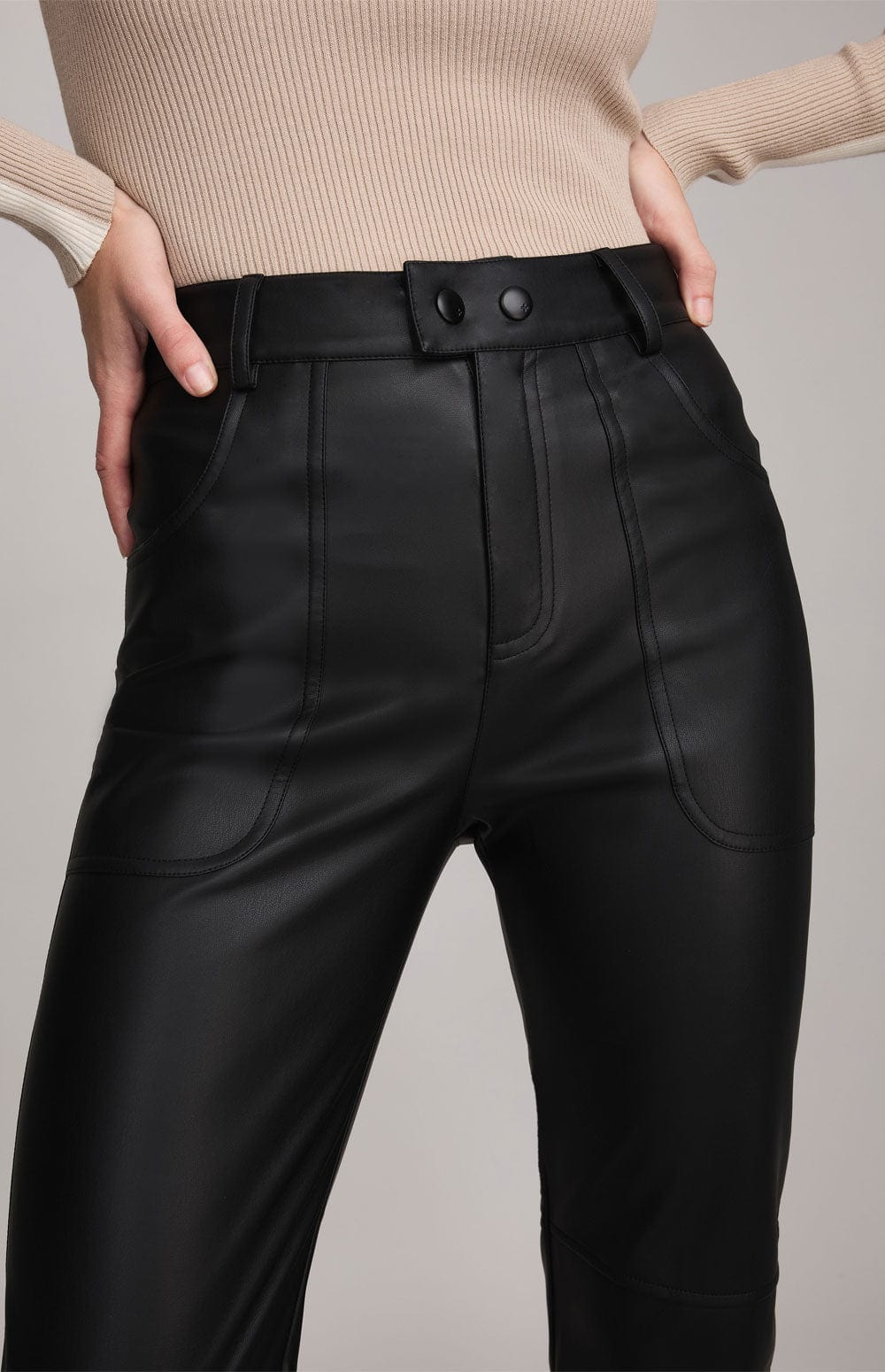 ANR Womens Pant Kennidy Ankle Pant | Black Faux Leather