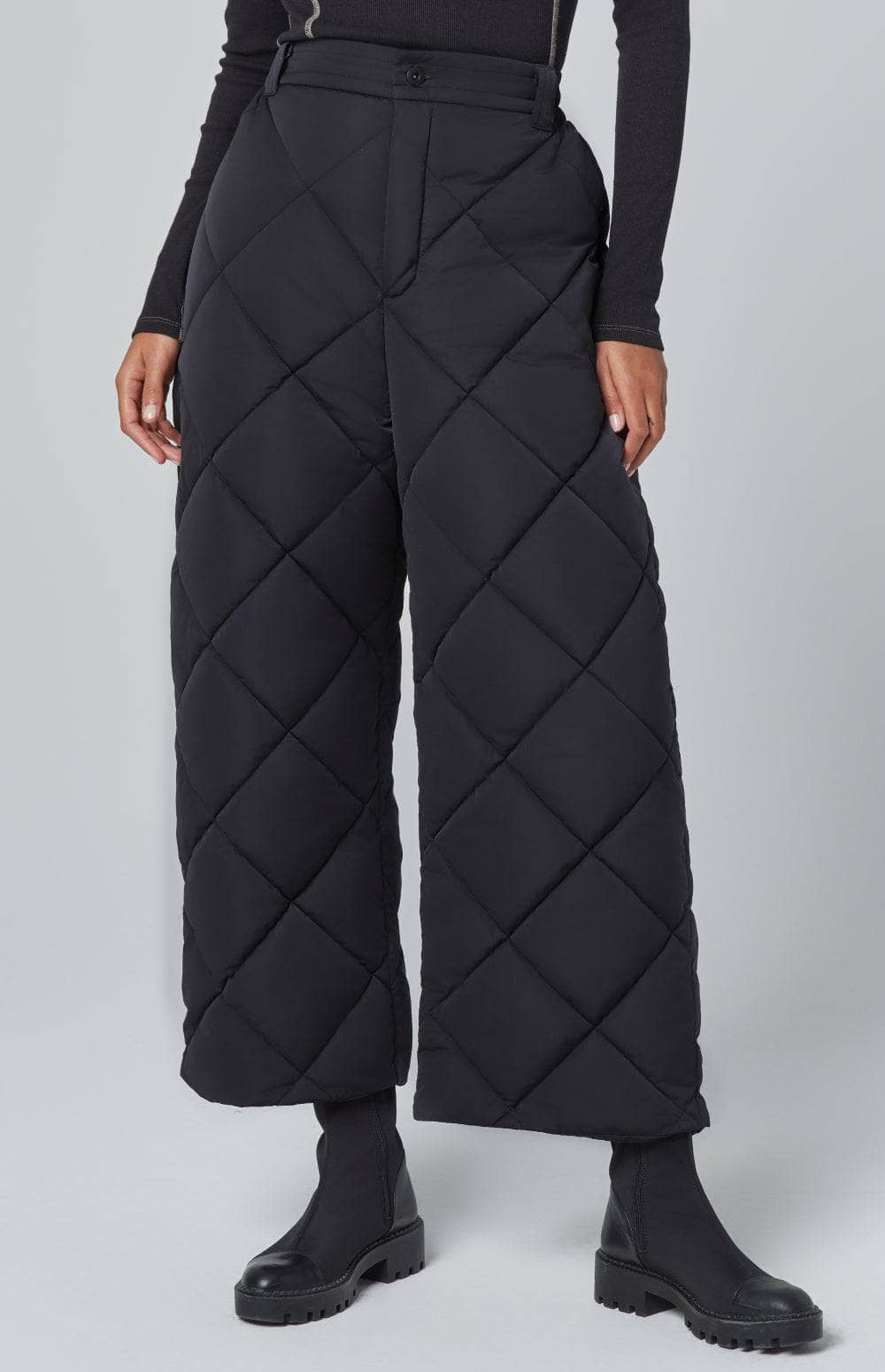 Mika Quilted Pant by Alp N Rock, Women's Black Quilted Puffer Ski Pant with Zipper Fly and Pockets