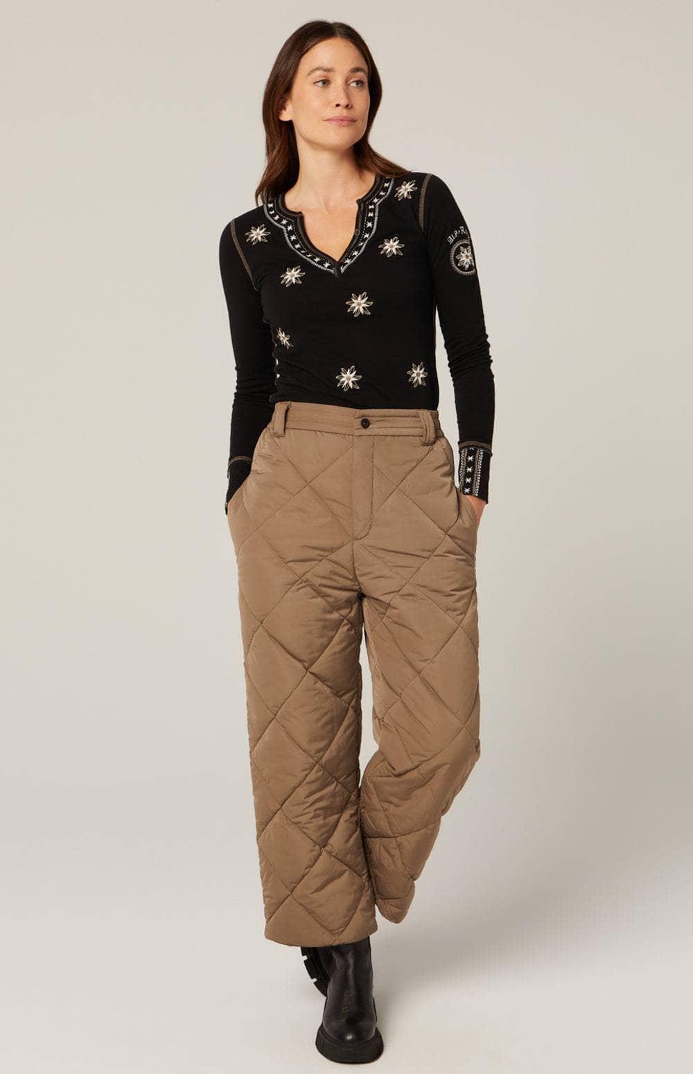 ANR Womens Pant Mika Quilted Pant | Dark Khaki