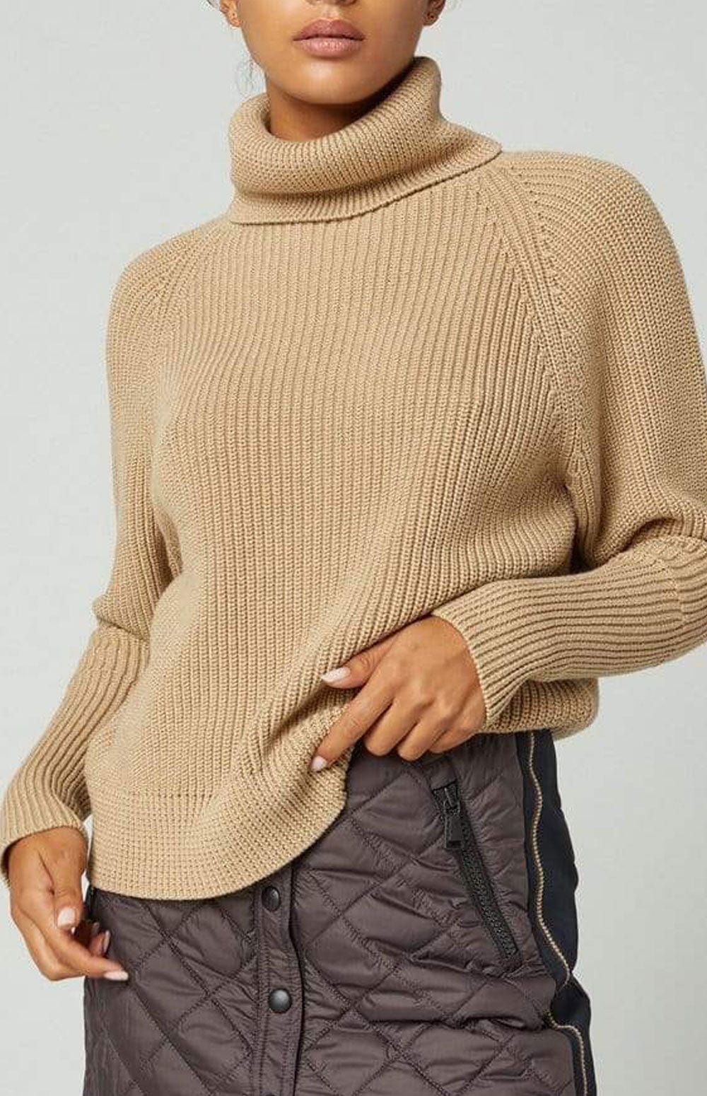 Olivia Sweater by Alp N Rock, Women's Tan Turtleneck Sweater