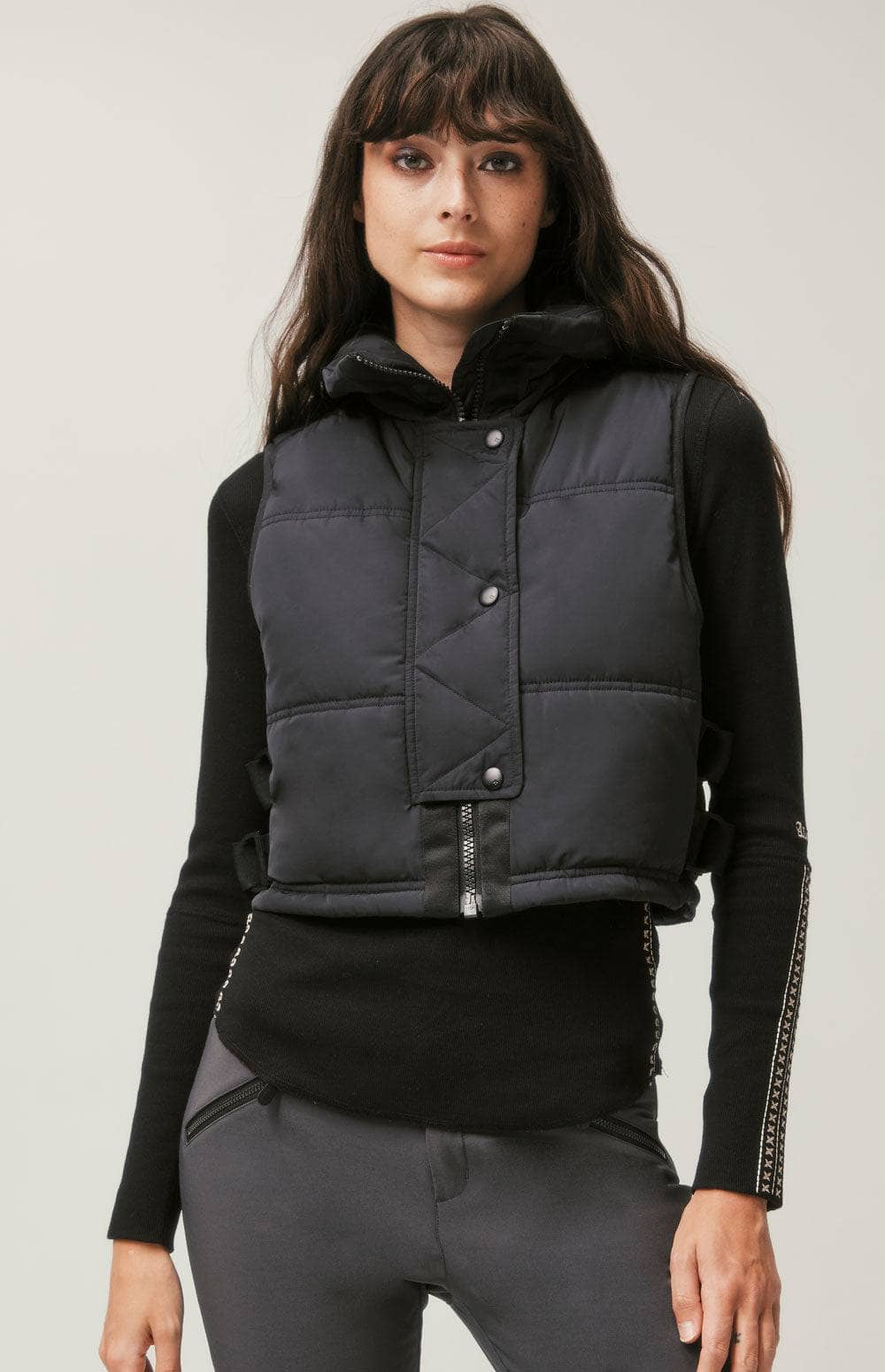 La Vitesse Cropped Vest by Alp N Rock, Women's Black Quilted Cropped Puffer Vest