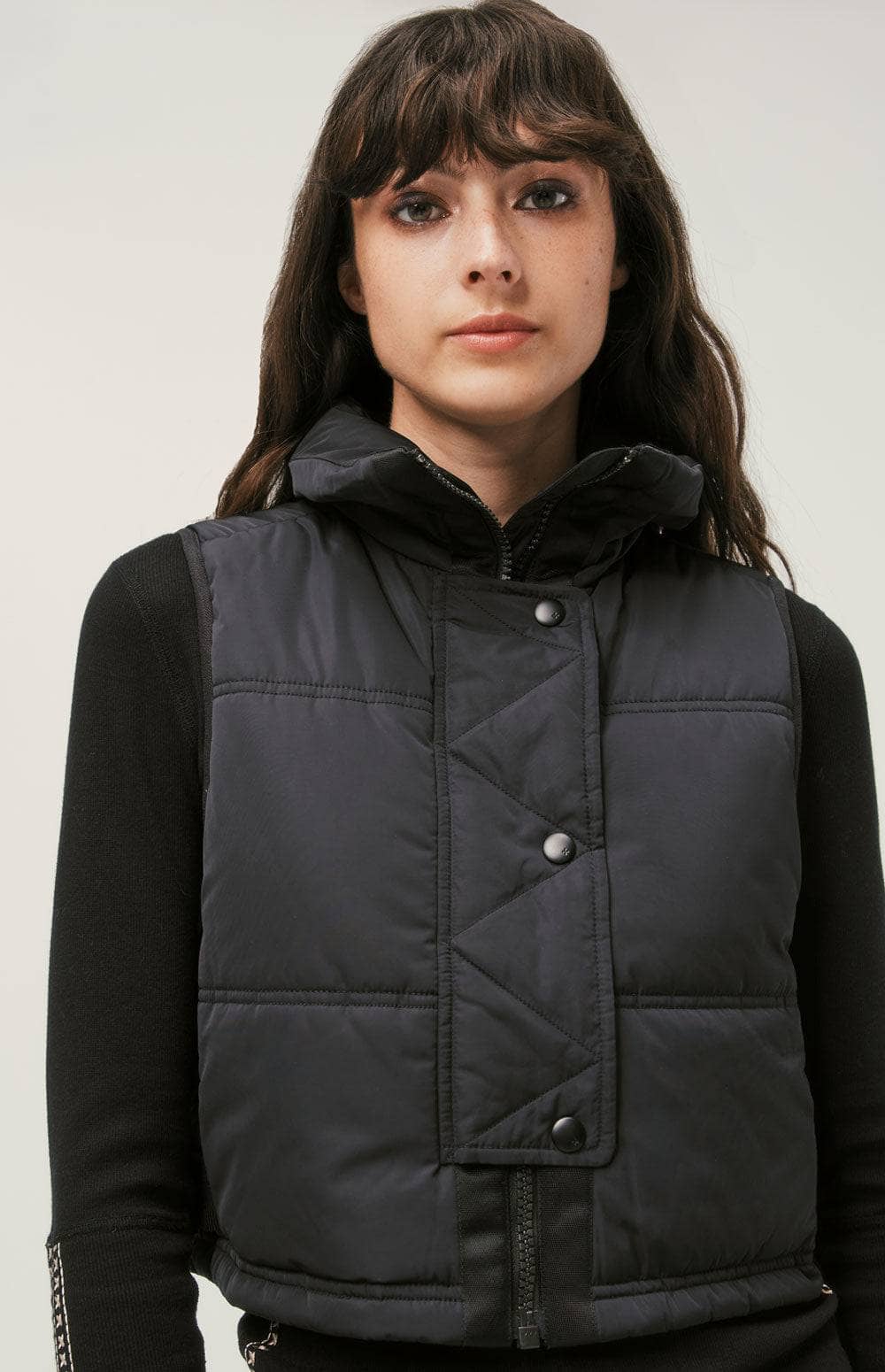 La Vitesse Cropped Vest by Alp N Rock, Women's Black Quilted Cropped Puffer Vest