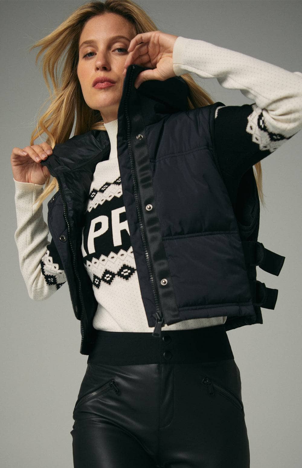 La Vitesse Cropped Vest by Alp N Rock, Women's Black Quilted Cropped Puffer Vest