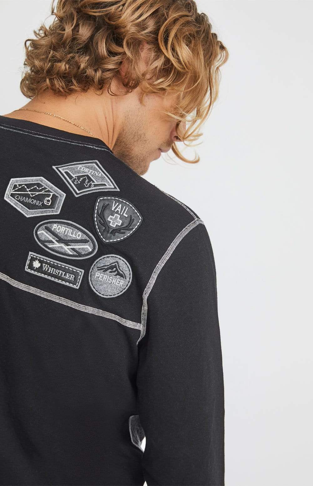 Alp-n-Rock Mens Crew Shirt Ski Patch Crew