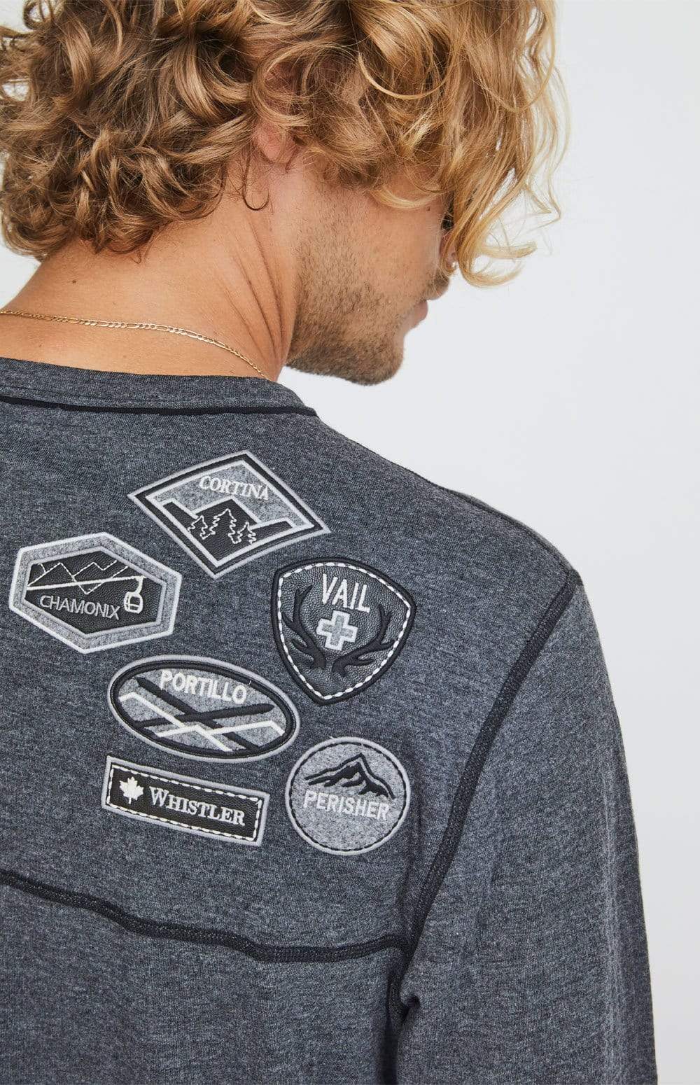 Alp-n-Rock Mens Crew Shirt Ski Patch Crew