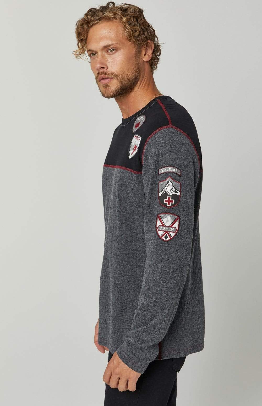 Alp-n-Rock Mens Crew Shirt Ski Patch Crew