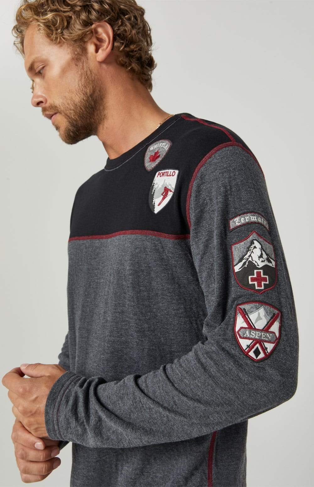 Alp-n-Rock Mens Crew Shirt Ski Patch Crew