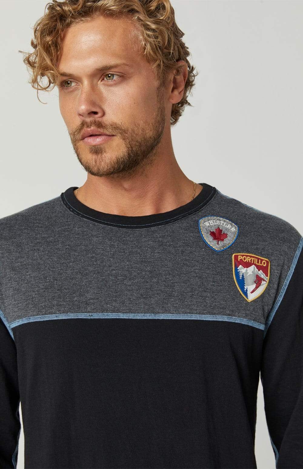 Alp-n-Rock Mens Crew Shirt Ski Patch Crew