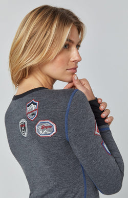 Alp N Rock Womens Crew Shirt Ski USA Crew | Heather Black