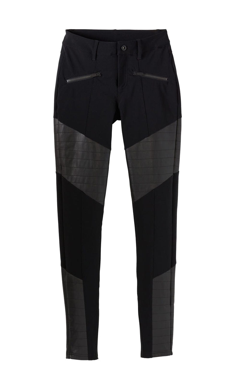 Athleta Ponte Luxe Leggings Pants Leather Moto Black Mid Rise Size XS Zip