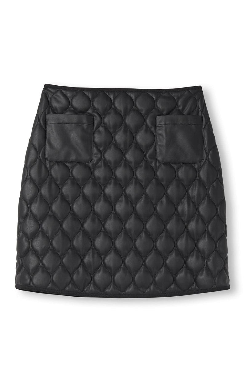 Alp N Rock Womens Skirt Kiko Quilted Skirt | Black Faux Leather