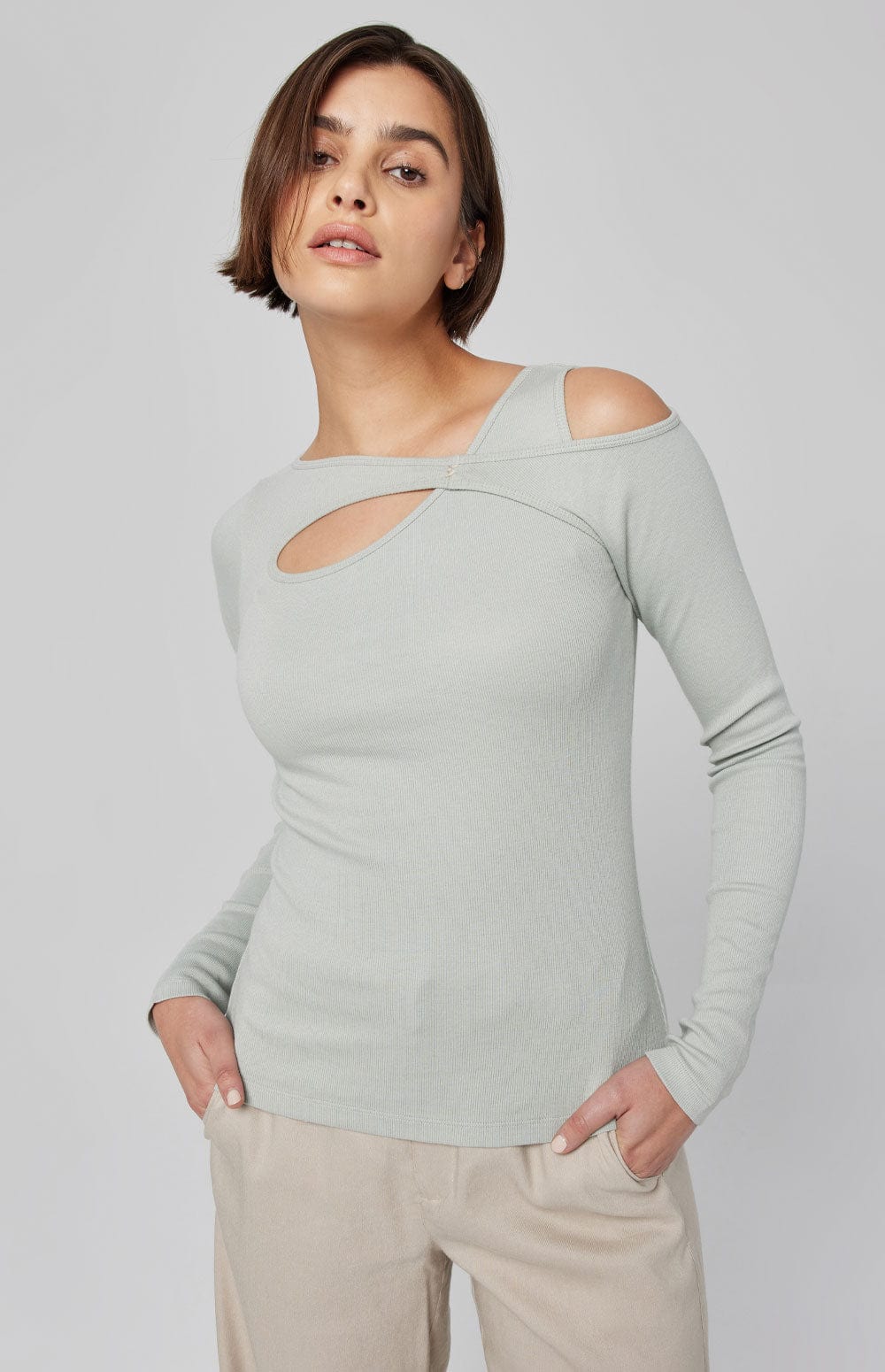 ANR Womens Crew Shirt Nalla Top | Italian Sage