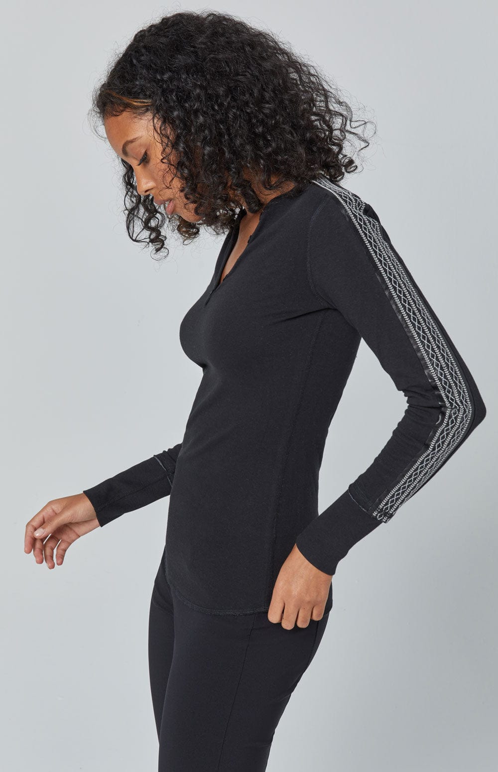 ANR Womens Henley Shirt Elke Henley | Black