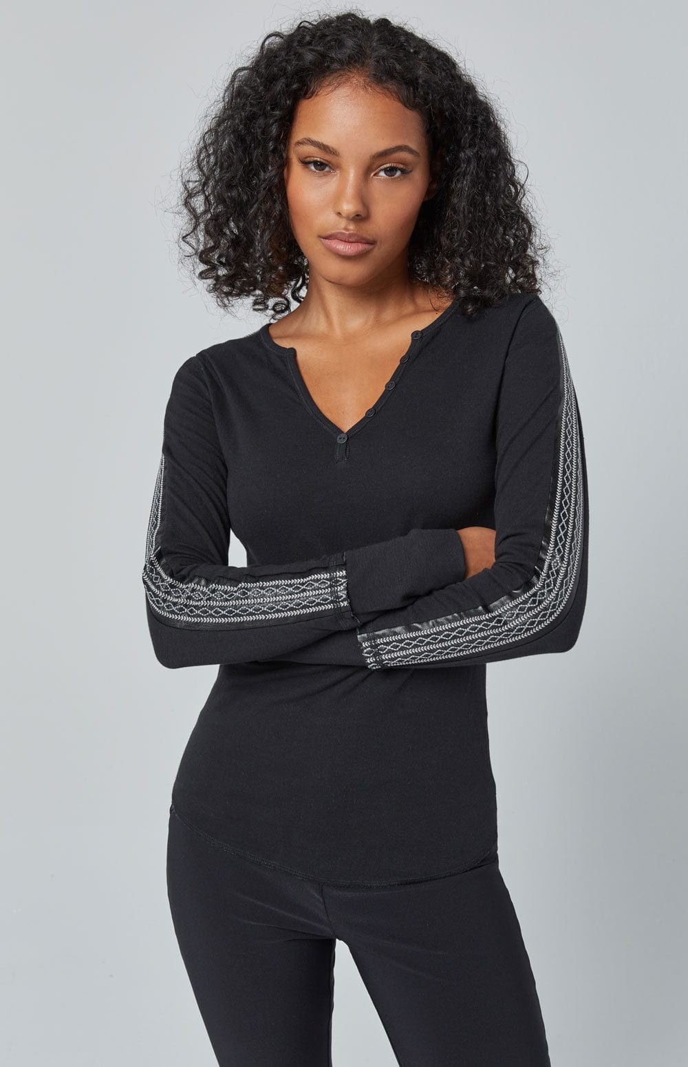 ANR Womens Henley Shirt Elke Henley | Black