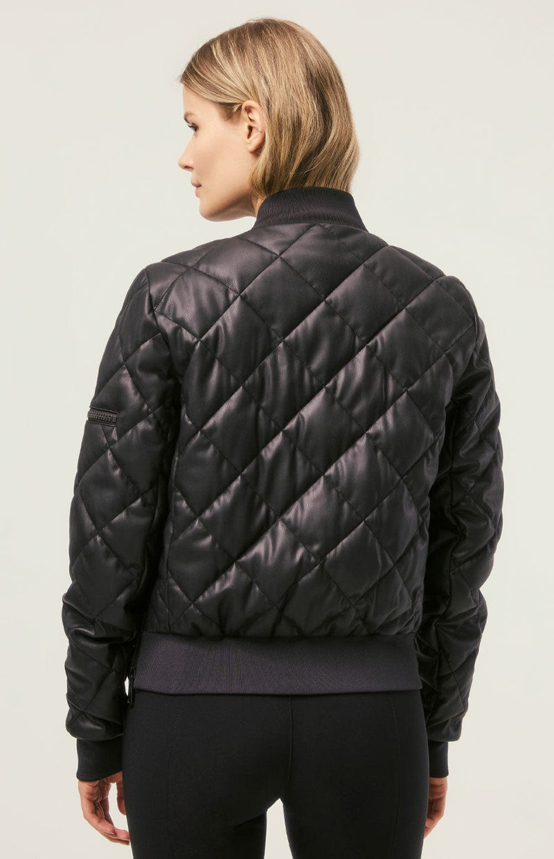 ANR Womens Jacket Metro Bomber Jacket | Black Faux Leather