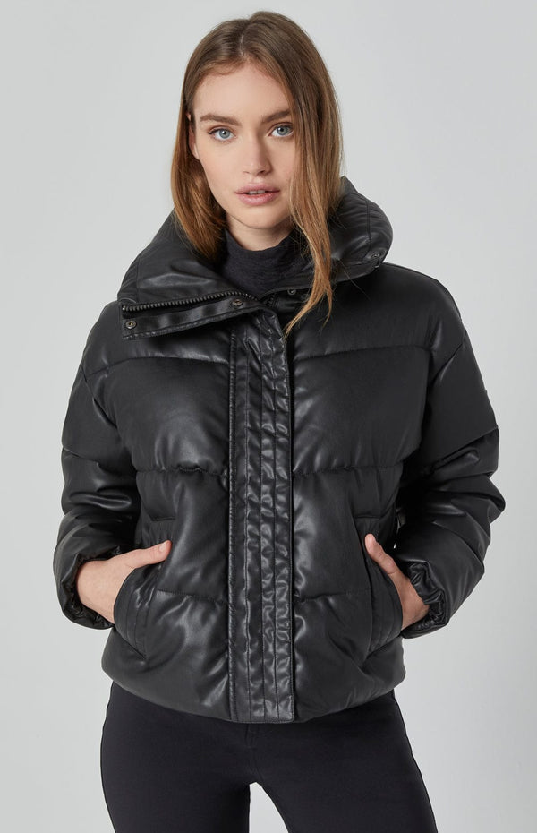 ANR Womens Jacket Peak Puffer II Jacket | Black Faux Leather