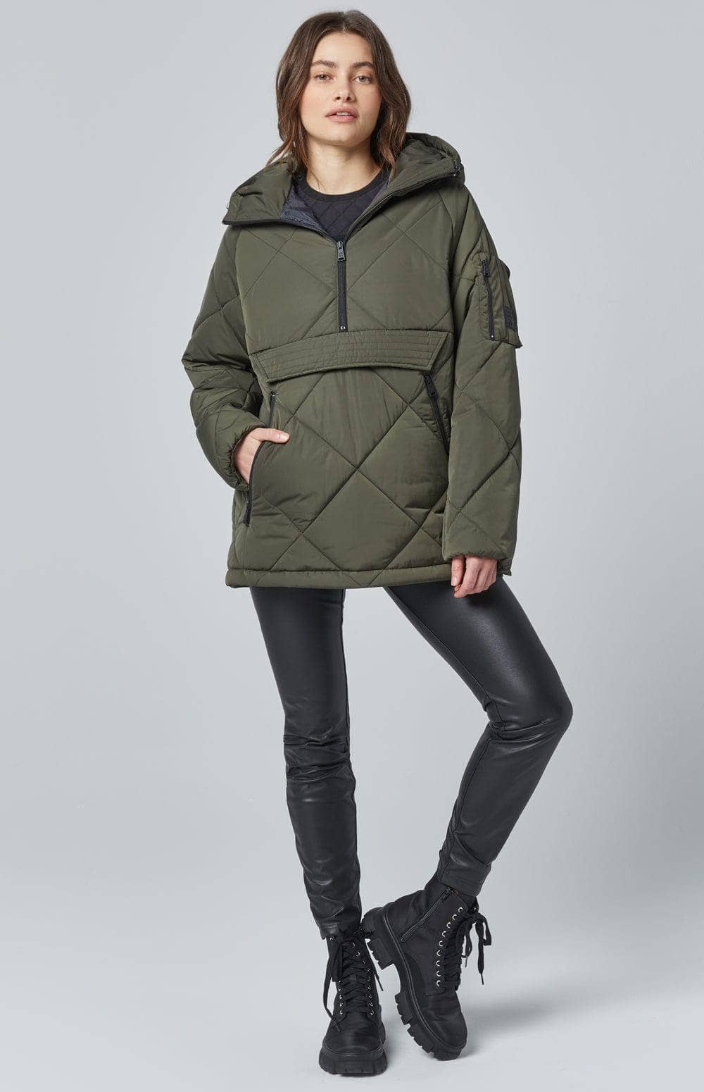 ANR Womens Jacket Yuki Quilted Pullover | Olive - Preloved