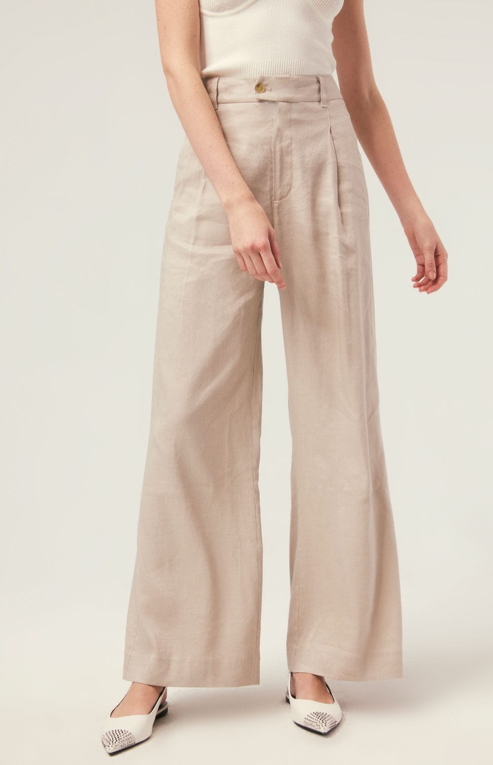 ANR Womens Pant Aubree Pleated Wide Leg Trouser | Silver Grey