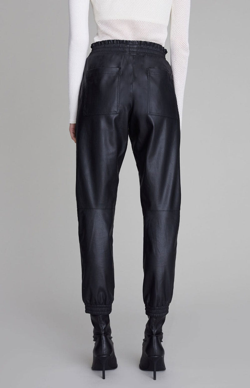 ANR Womens Pant Harper Track Pant | Black Faux Leather