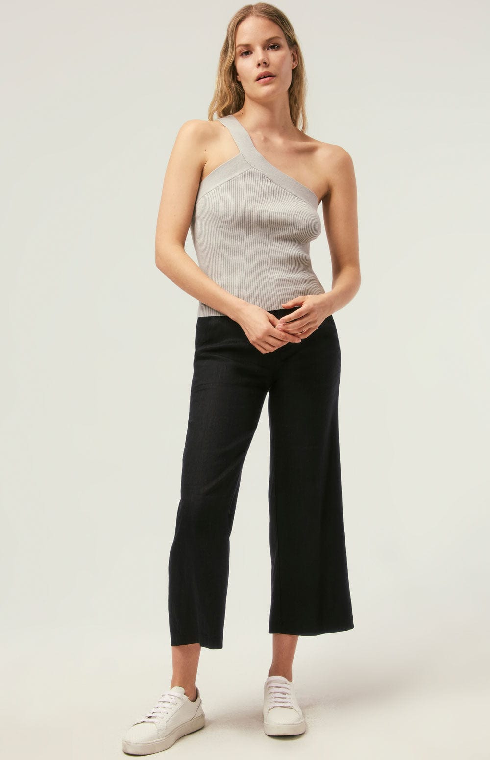 Lacey Pant by Alp N Rock, Women's Black Linen Wide Legged Crop Pant with Front Pockets