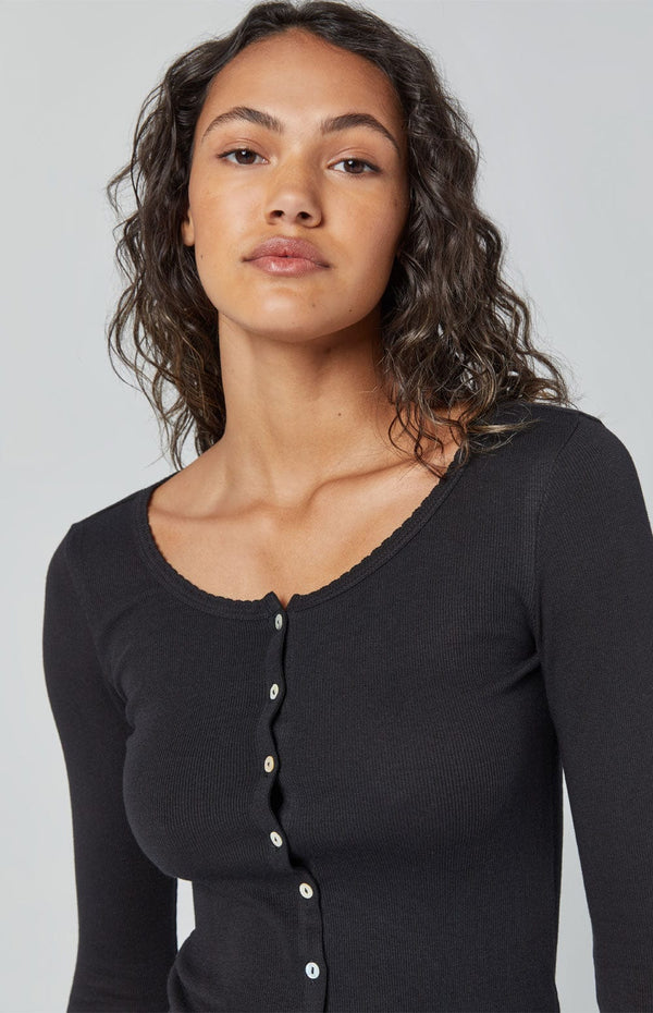 ANR Womens Shirt Celia Button Front Top | Black