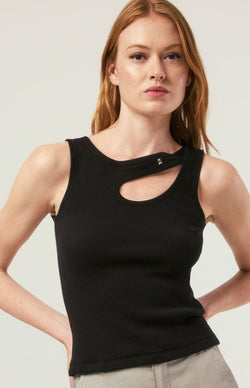 ANR Womens Sleeveless Shirt Elisa Tank Top | Black