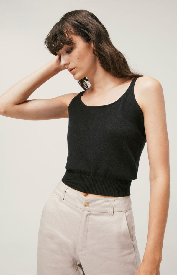 ANR Womens Sleeveless Shirt Gia Tank Top Sweater | Black