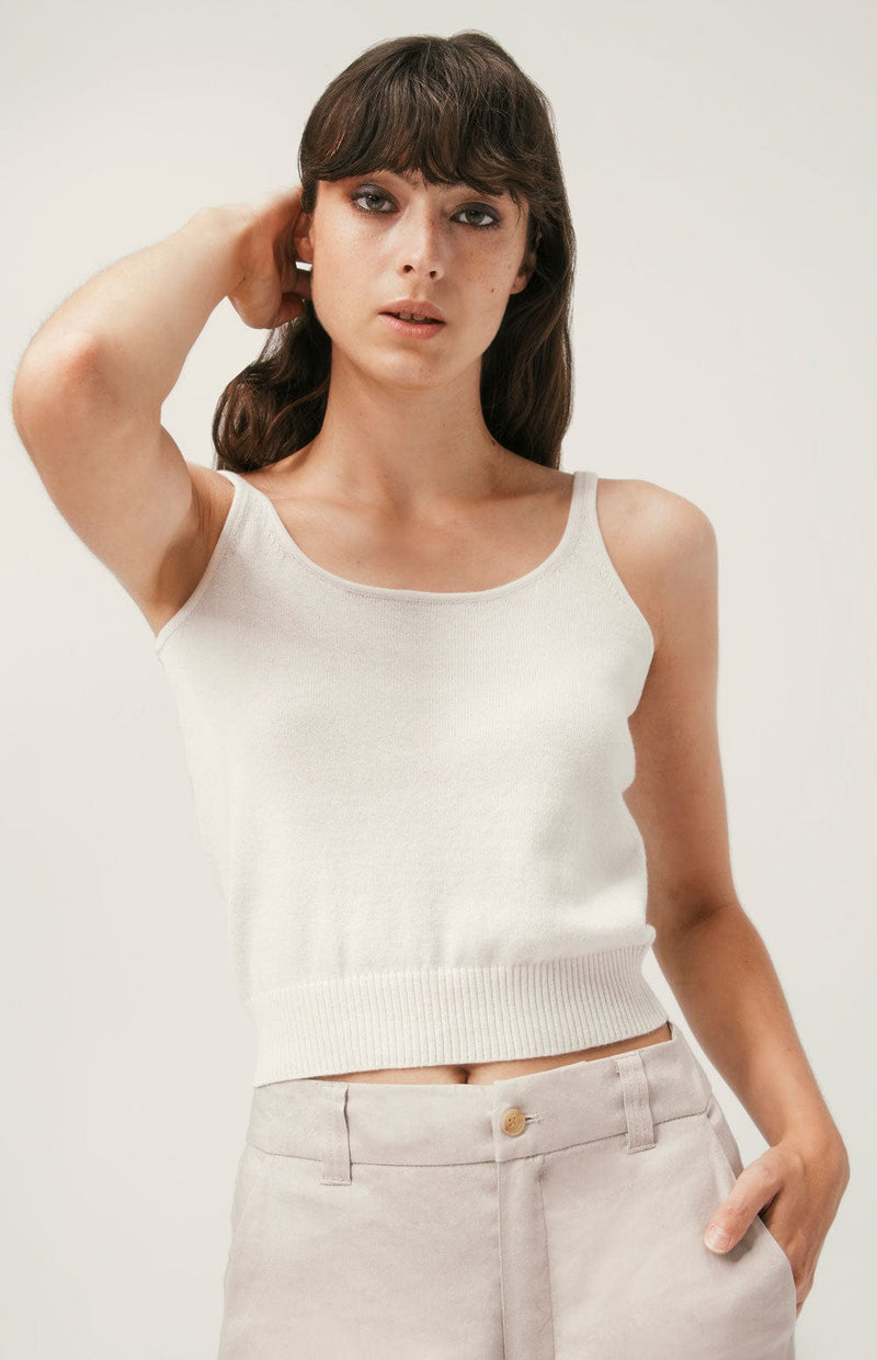 ANR Womens Sleeveless Shirt Gia Tank Top Sweater | Ivory