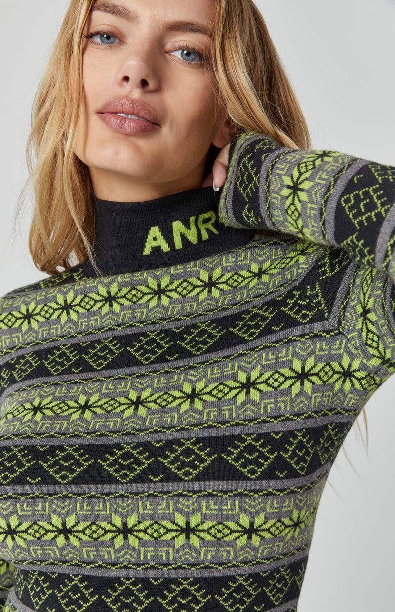 ANR Womens Sweater Alvina Mock Neck Sweater | Citron