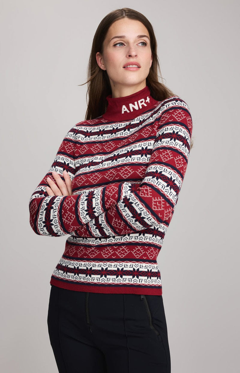 ANR Womens Sweater Alvina Mock Neck Sweater | Deep Red