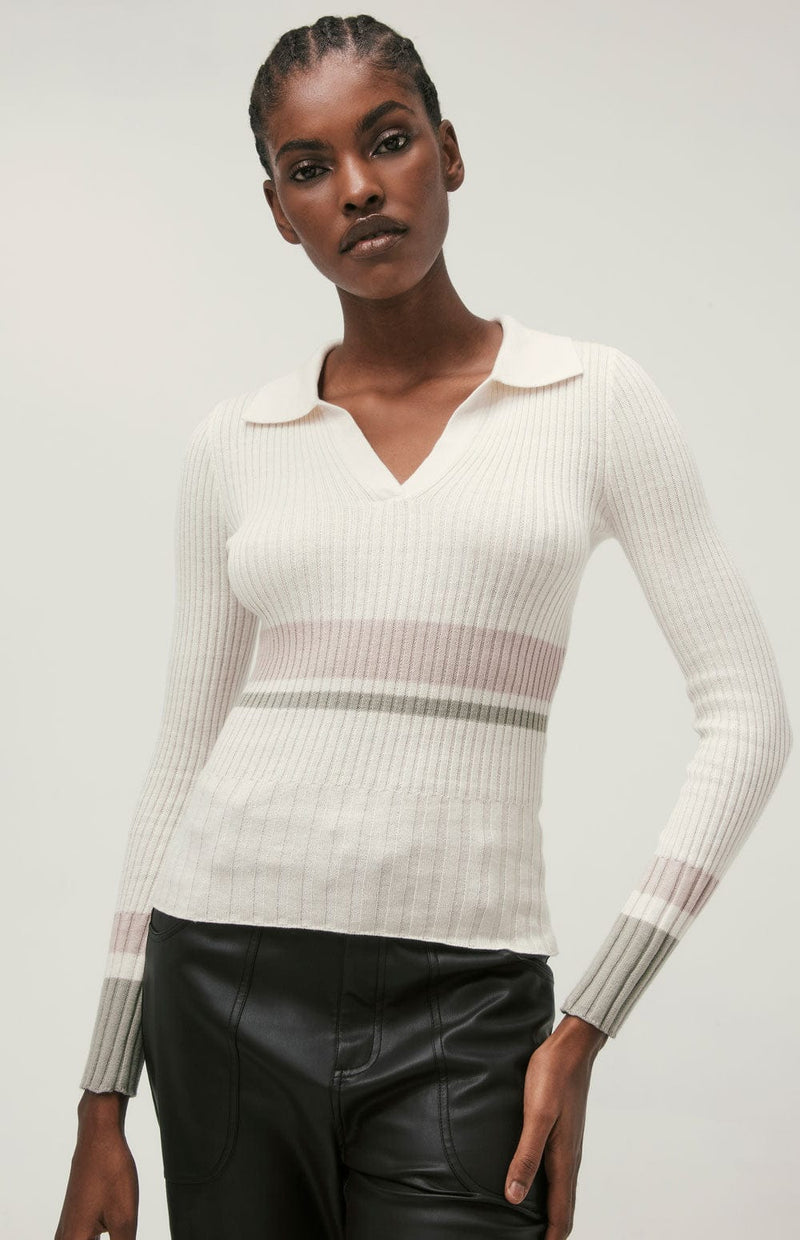 ANR Womens Sweater Ava Polo Sweater | Ivory