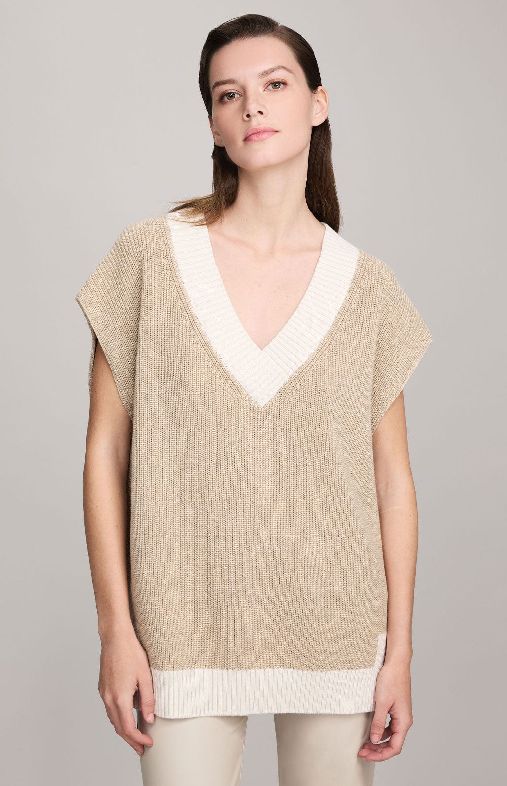 ANR Womens Sweater Evie Sweater Vest | Heather Oatmeal