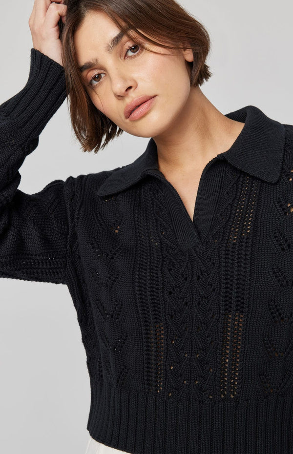 ANR Womens Sweater Karin Polo Sweater | Black