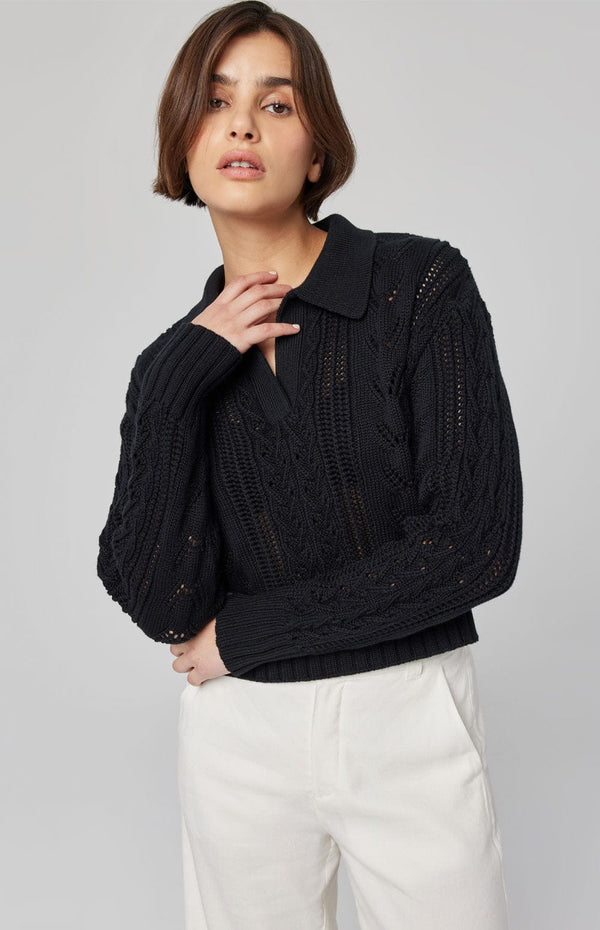 ANR Womens Sweater Karin Polo Sweater | Black
