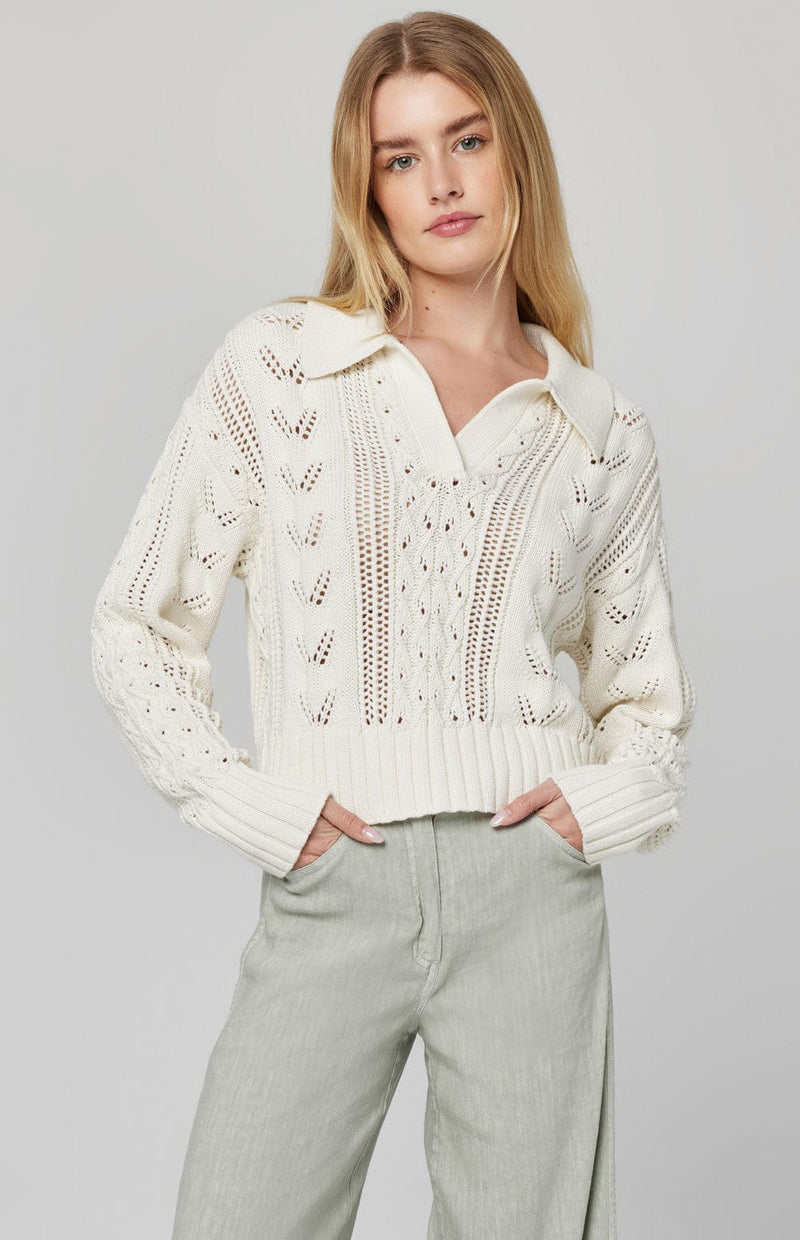 ANR Womens Sweater Karin Polo Sweater | Ivory