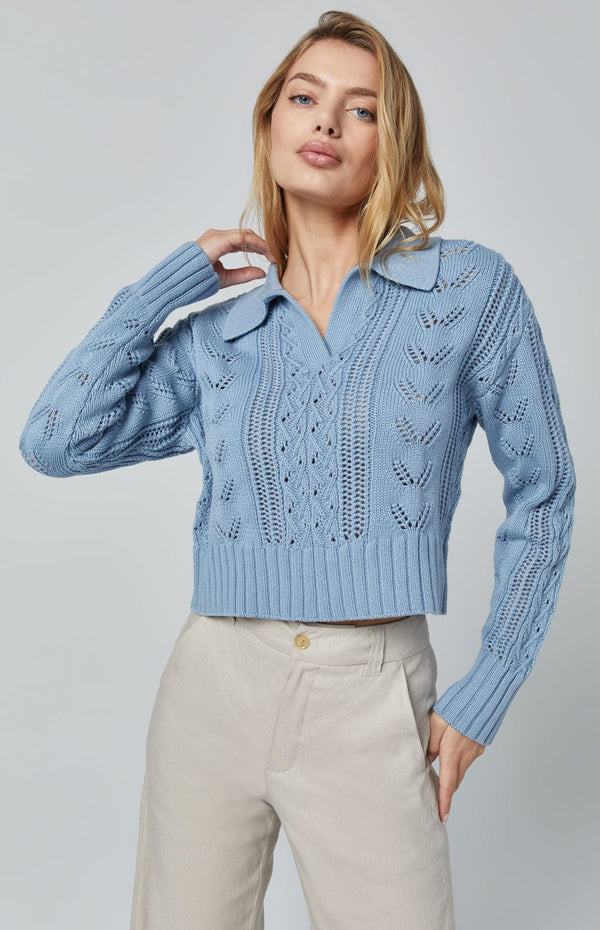 ANR Womens Sweater Karin Polo Sweater | Light Blue