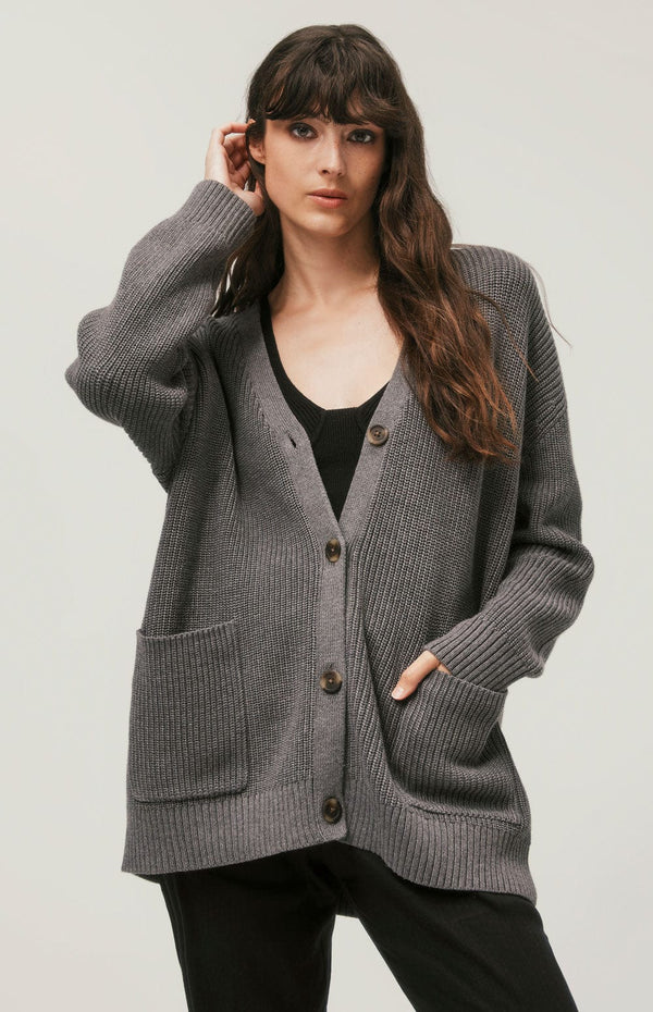 ANR Womens Sweater Sam Cardigan | Heather Grey