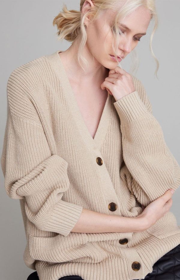 ANR Womens Sweater Sam Cardigan | Heather Oatmeal
