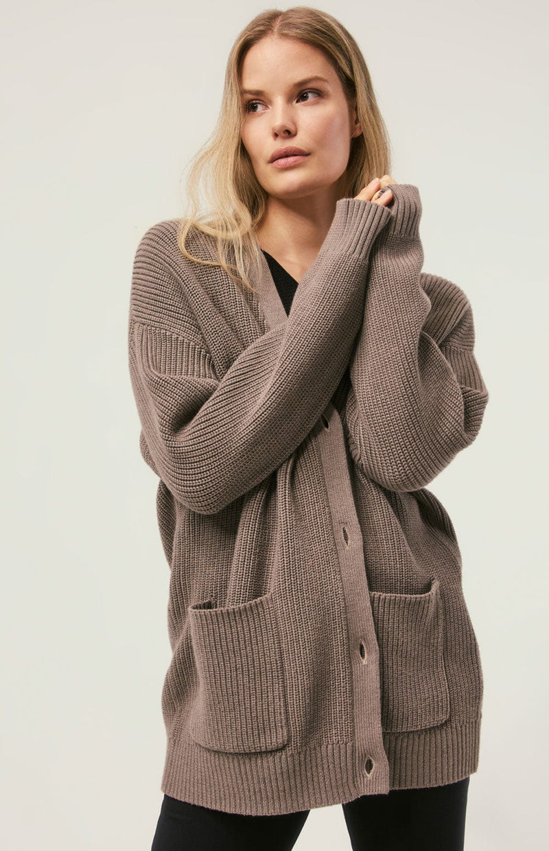 ANR Womens Sweater Sam Cardigan | Heather Taupe